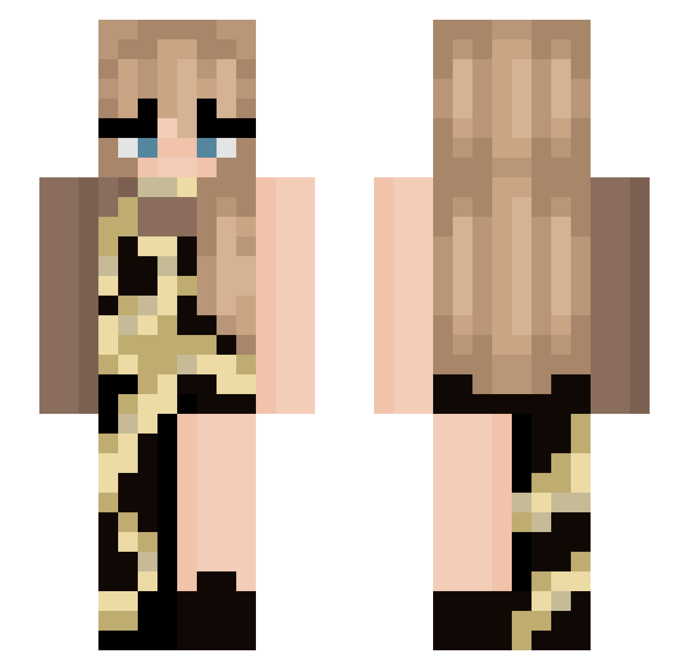 Nat5h Minecraft skin, front and back view