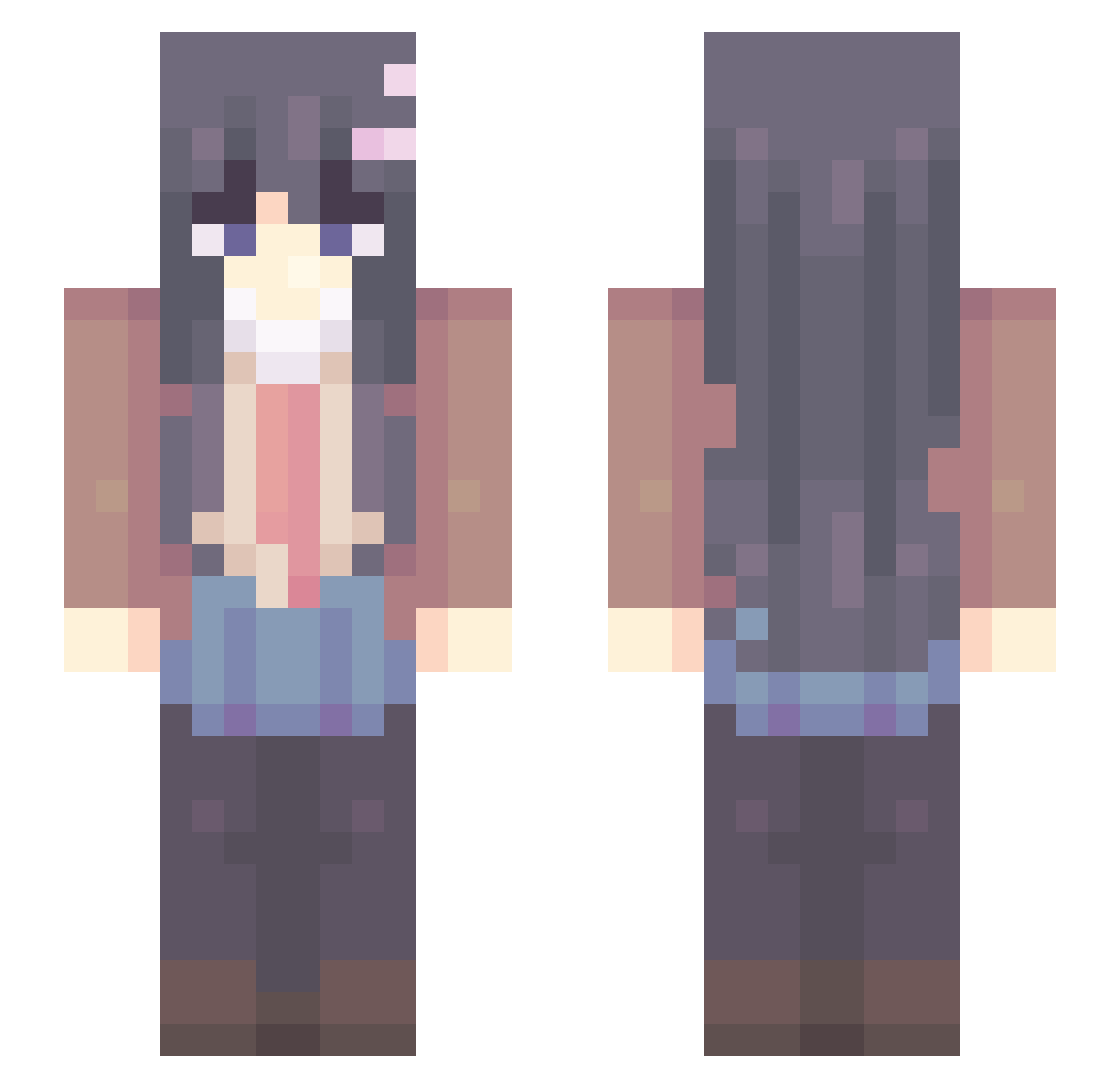 KomiShouko Minecraft skin, front and back view