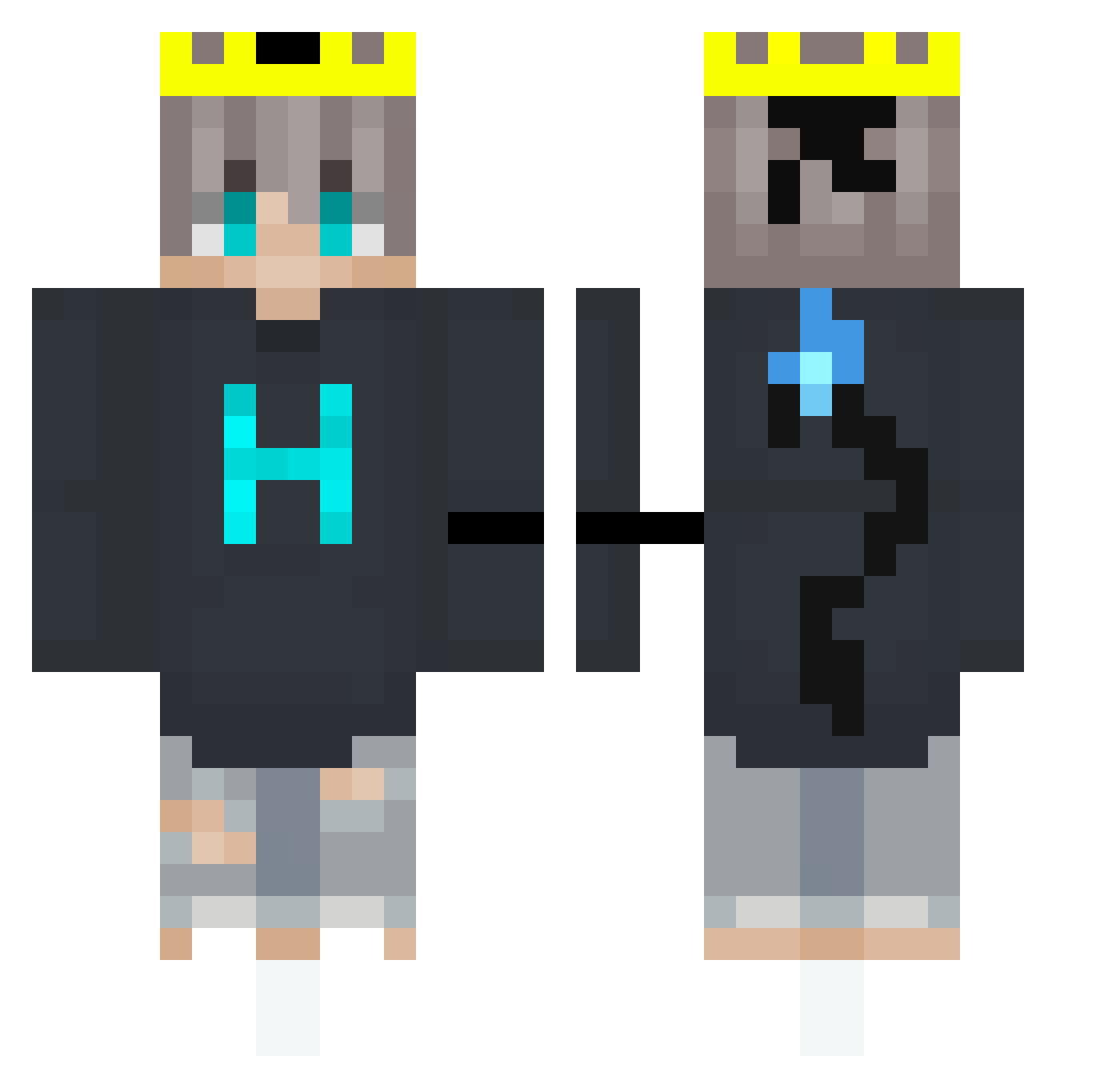 hubifksr Minecraft skin, front and back view