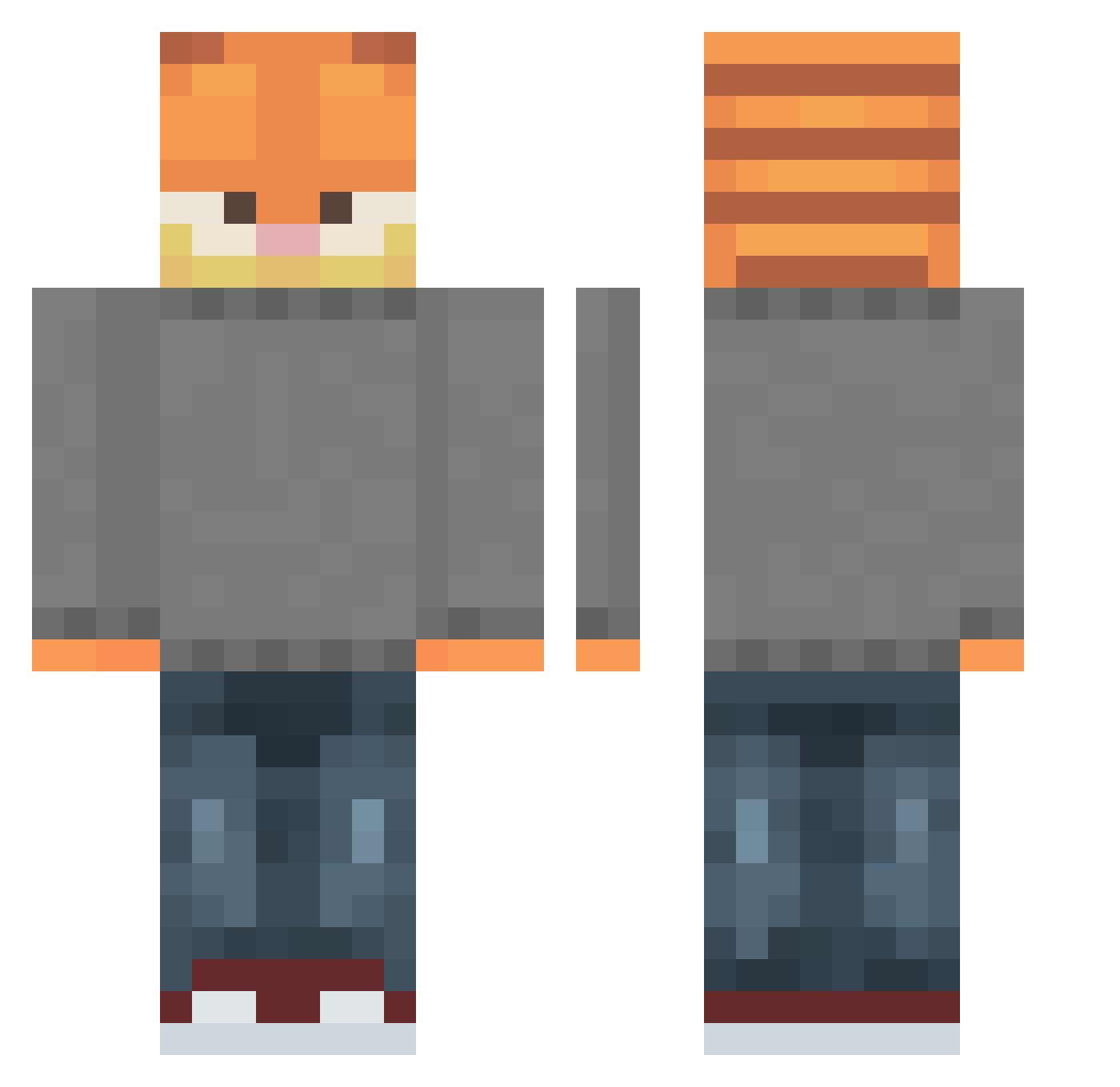 Scettee Minecraft skin, front and back view