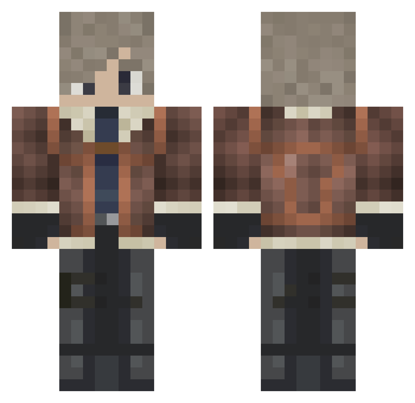 Shieb Minecraft skin, front and back view