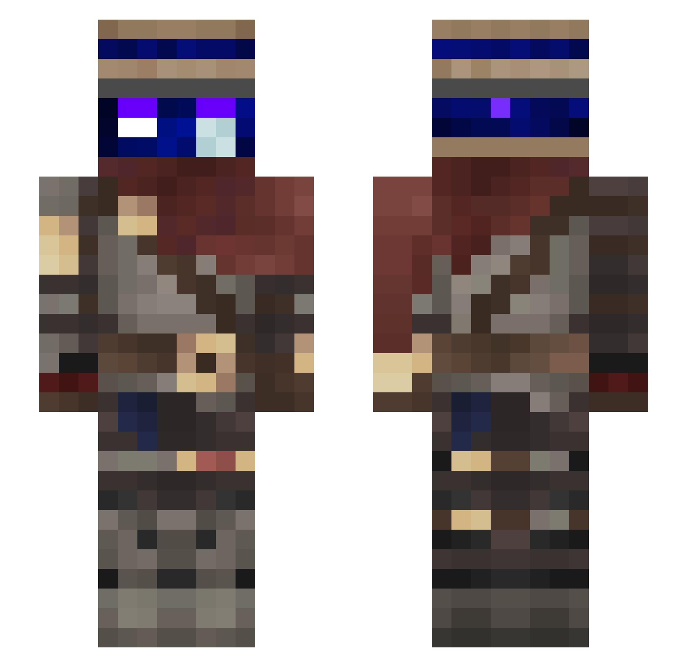 Astr0visor Minecraft skin, front and back view