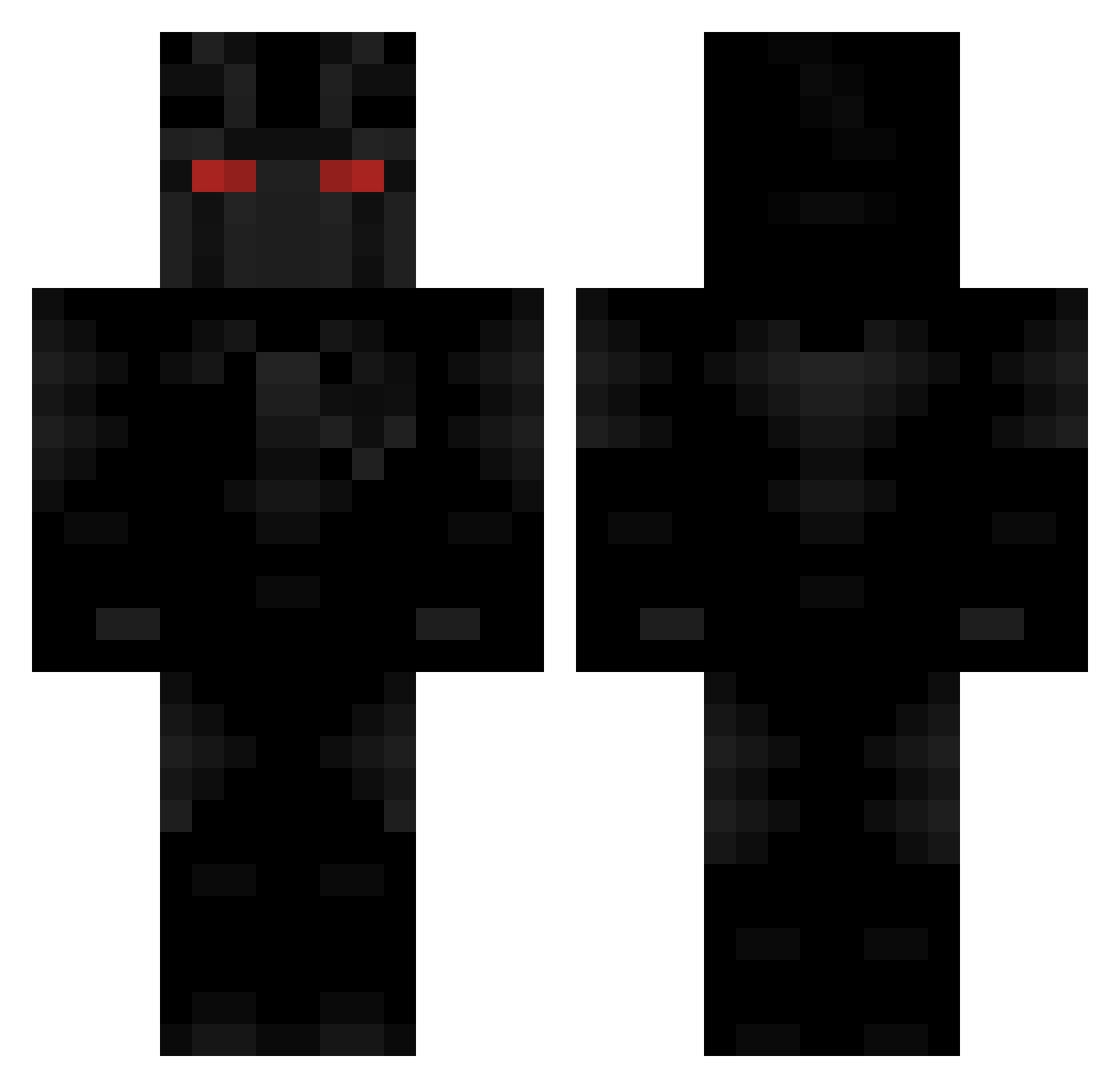 Referenced Minecraft skin, front and back view