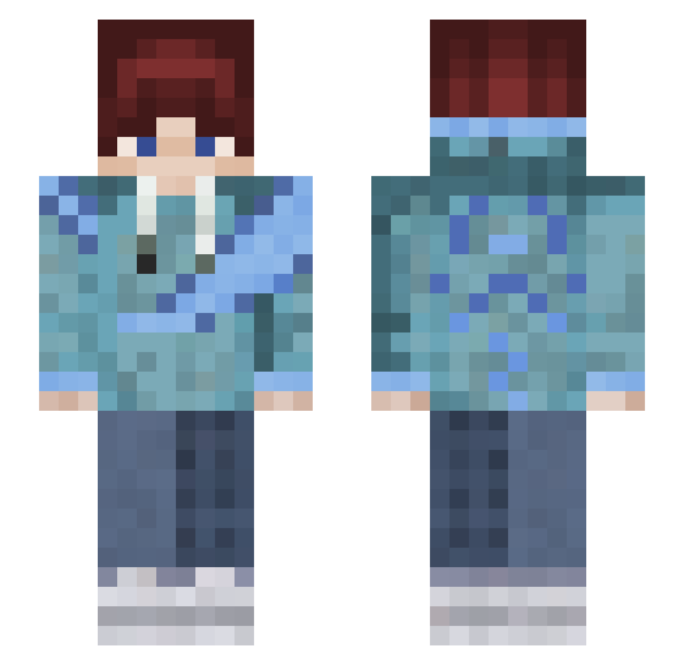 SolaceonX Minecraft skin, front and back view