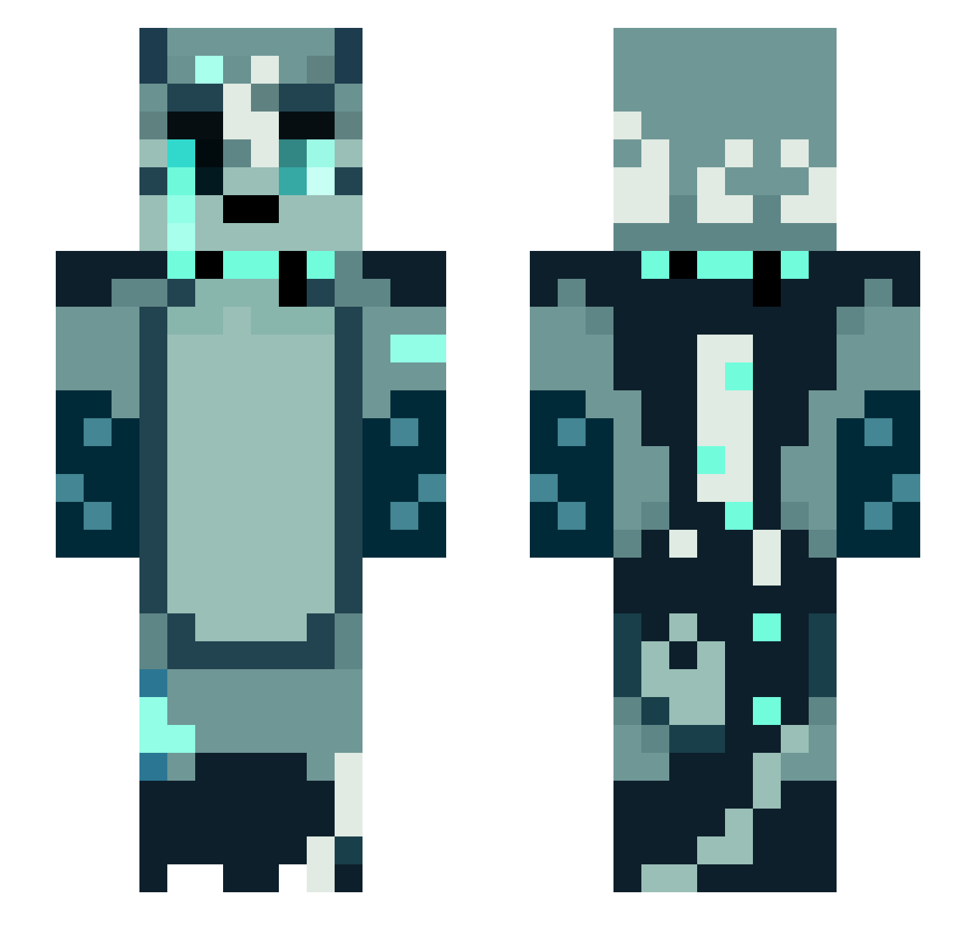 wasabliss Minecraft skin, front and back view