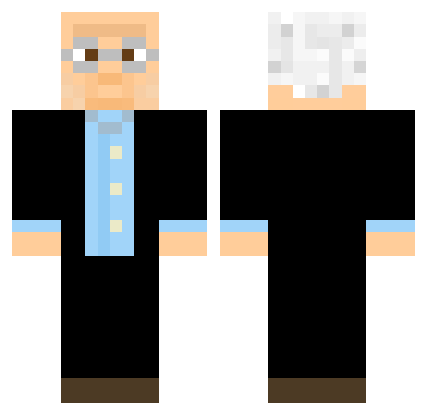 Bicameralist Minecraft skin, front and back view