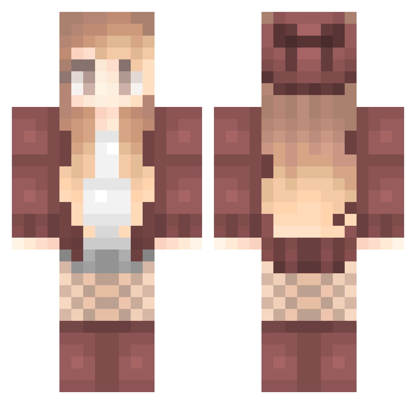 Elaina Minecraft skin, front and back view