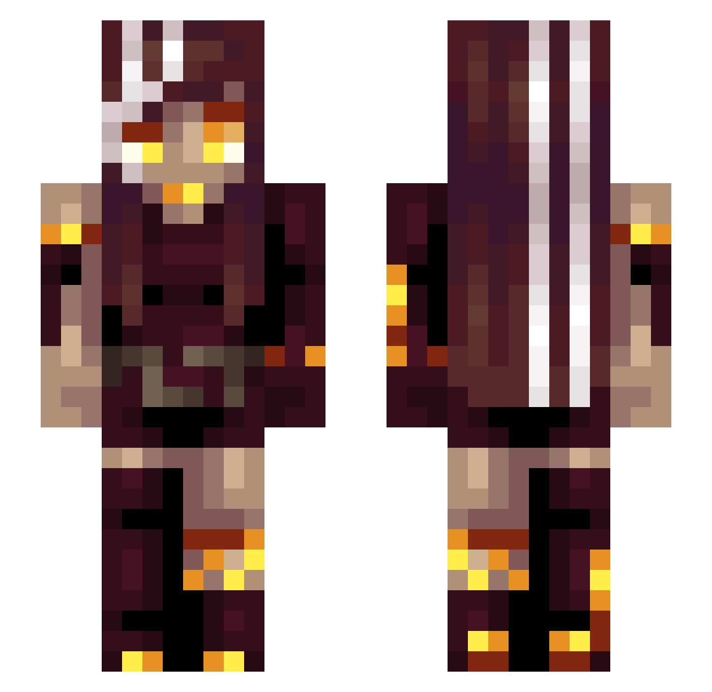 Analithis Minecraft skin, front and back view