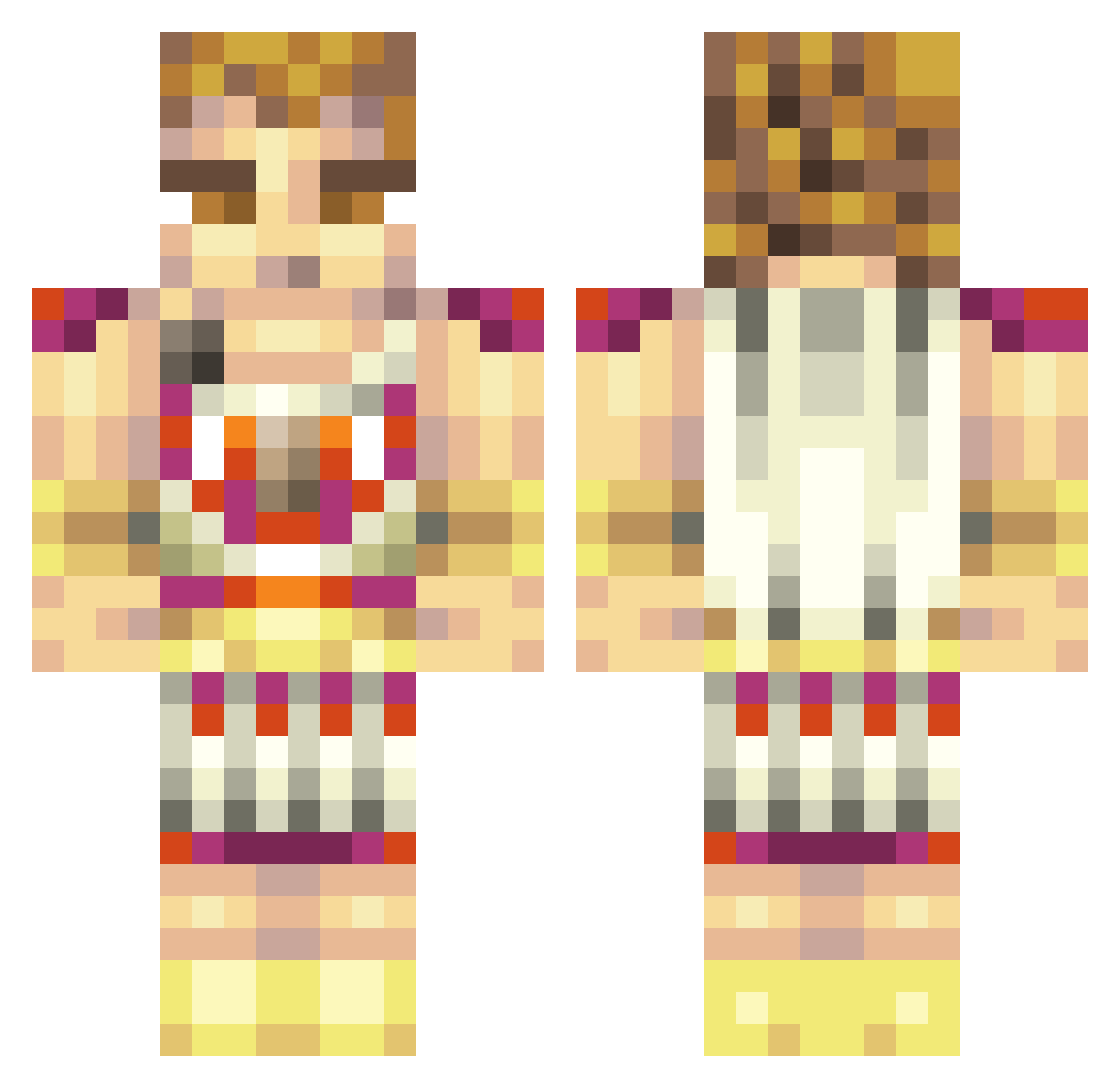 Grouch Minecraft skin, front and back view