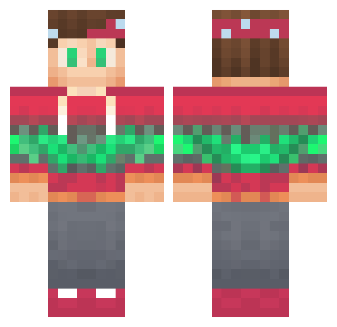 Hannyaistaken Minecraft skin, front and back view