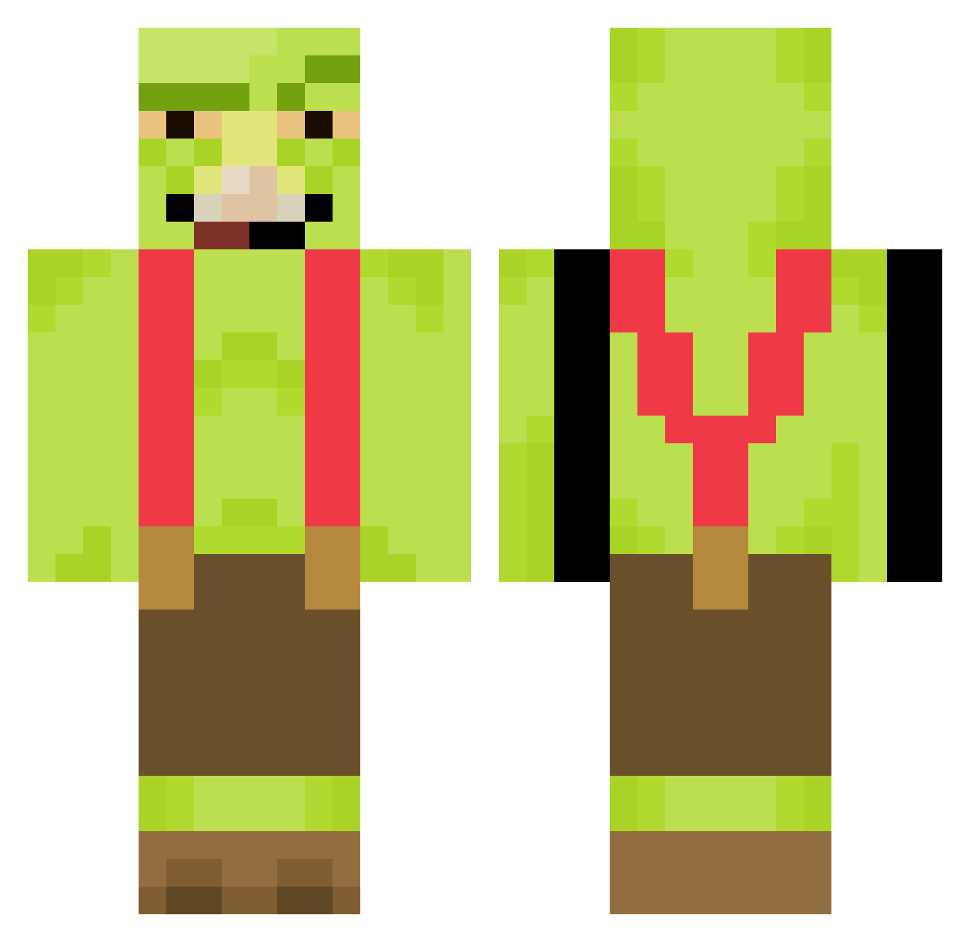 wweqe Minecraft skin, front and back view