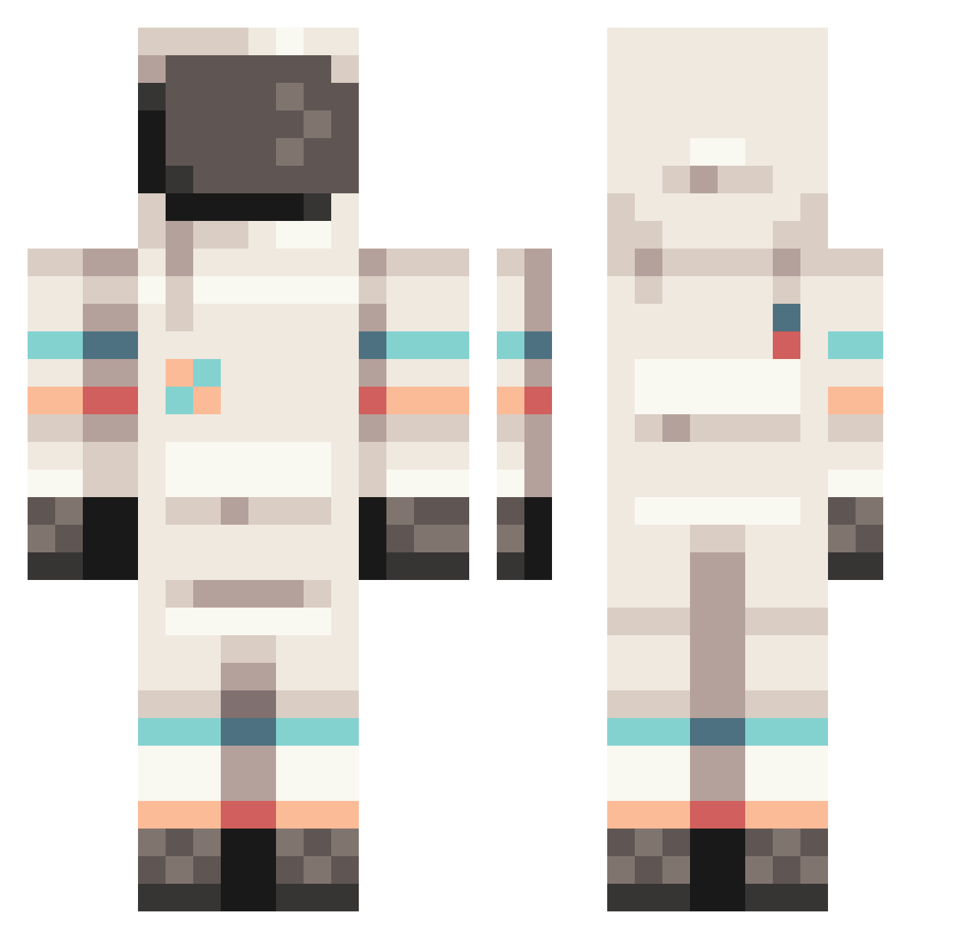 TheRealFuggz Minecraft skin, front and back view