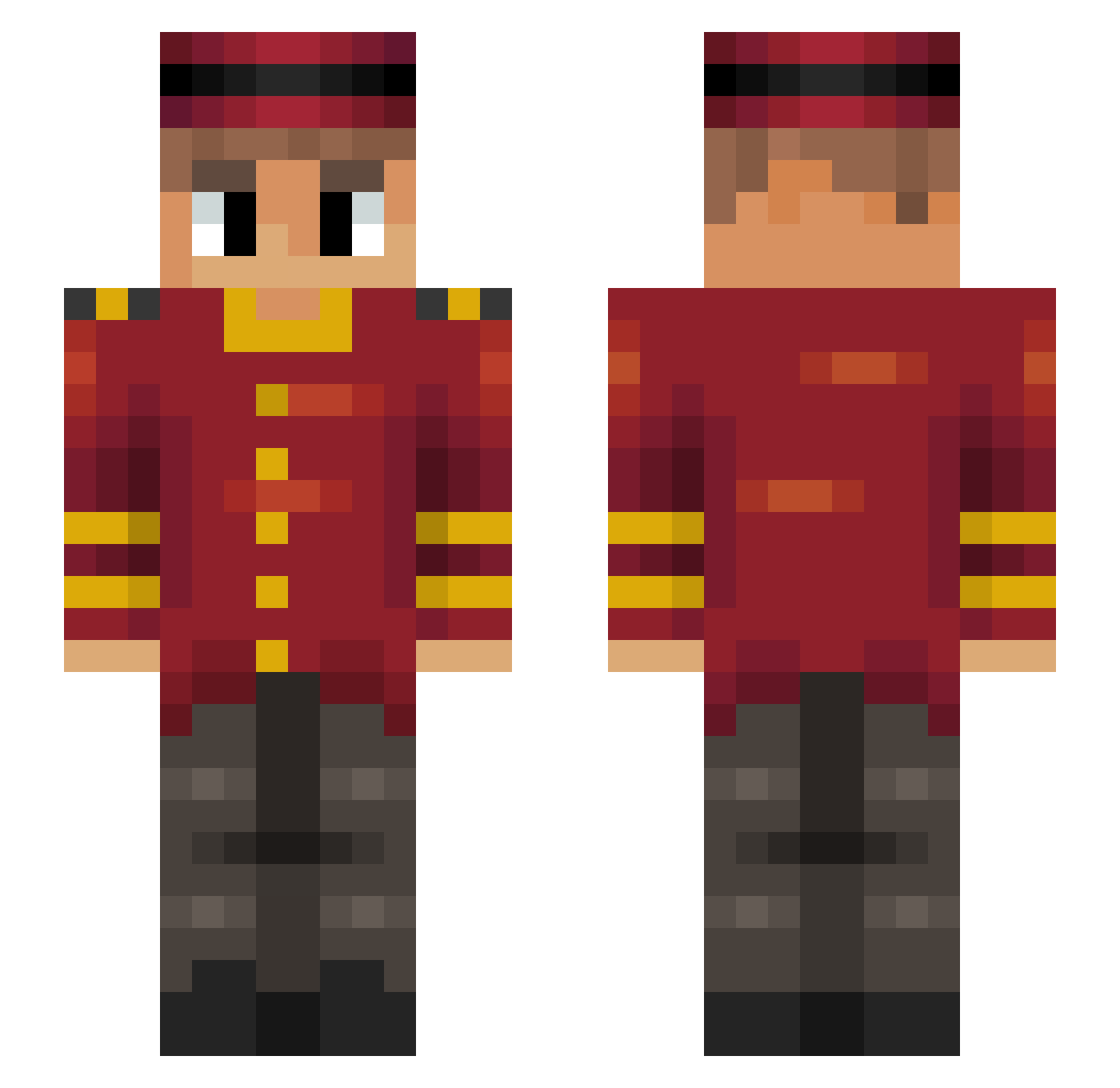 sirZONDON Minecraft skin, front and back view