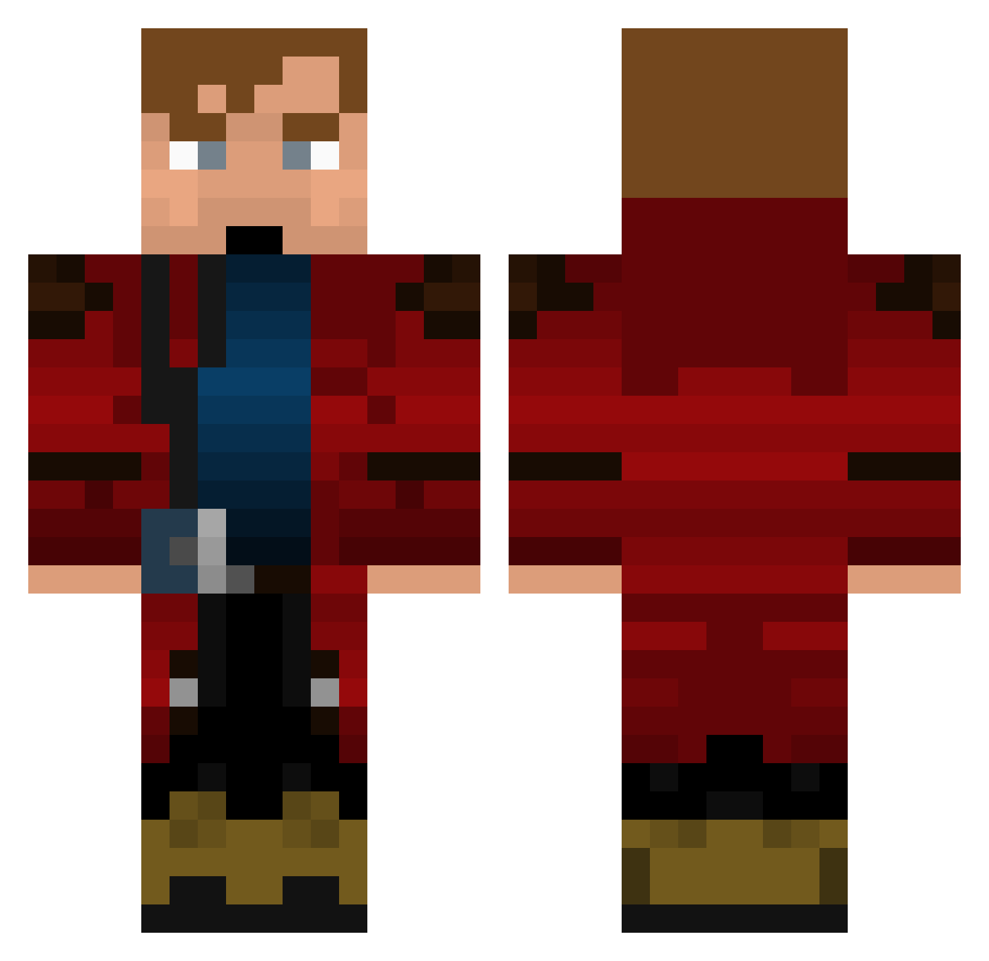 Tetched Minecraft skin, front and back view