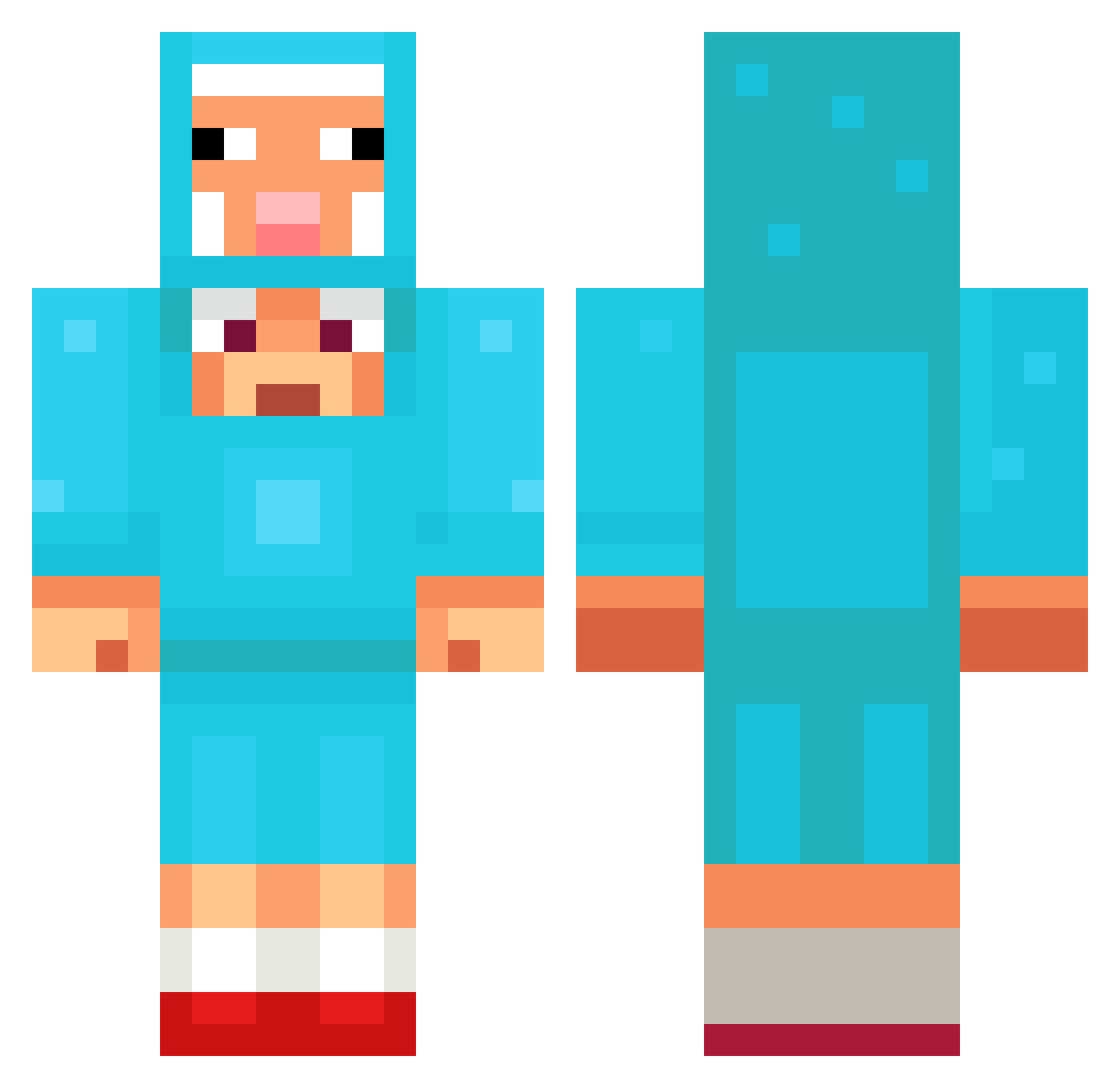 BeingTrash Minecraft skin, front and back view