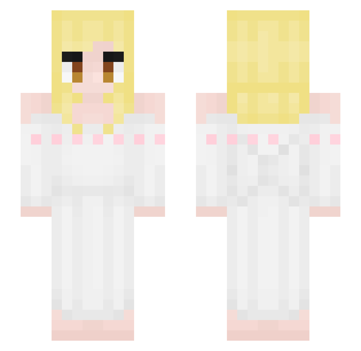 Elaine Minecraft skin, front and back view