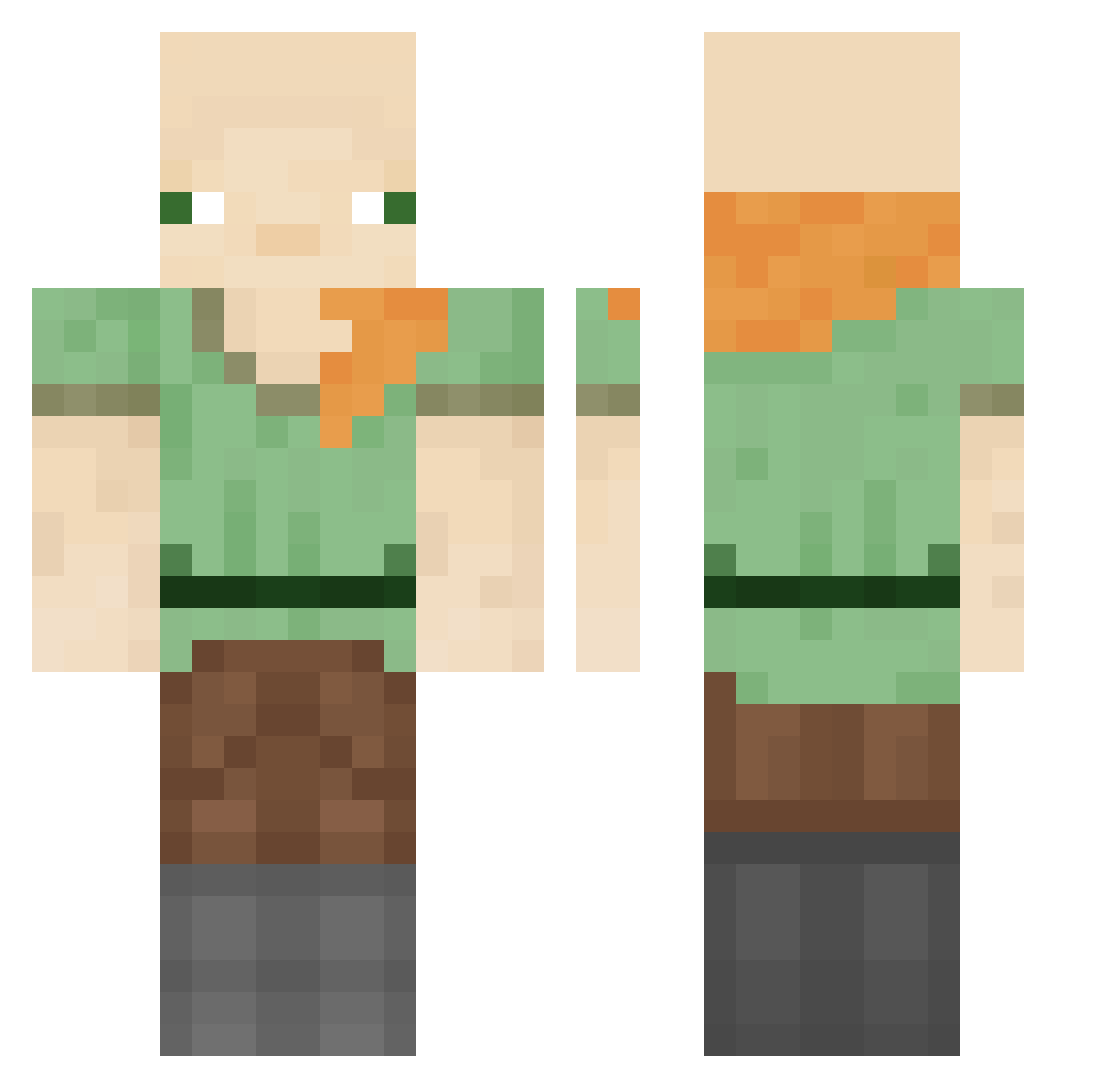 Sheeflo Minecraft skin, front and back view