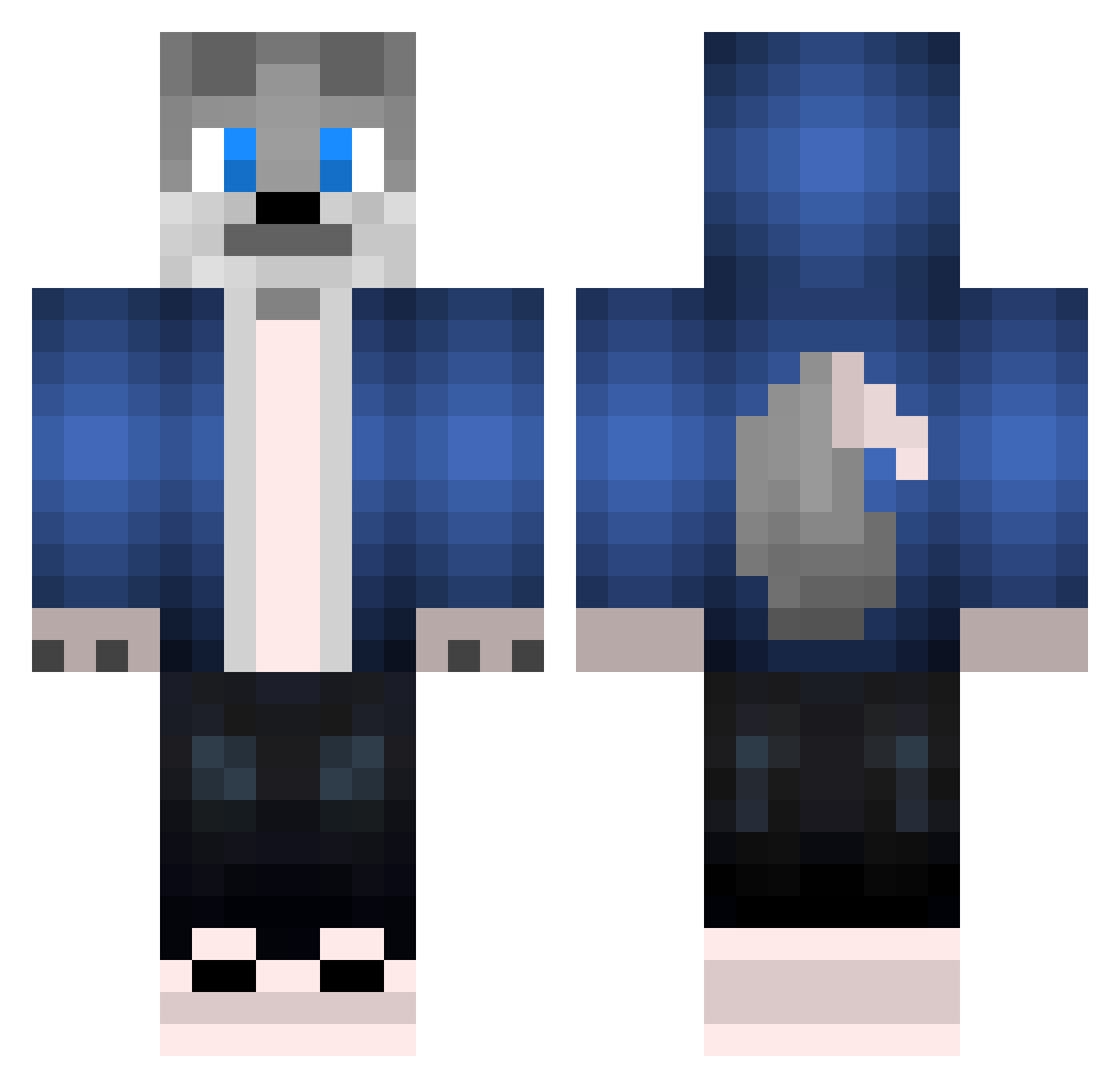Three_Mone00 Minecraft skin, front and back view