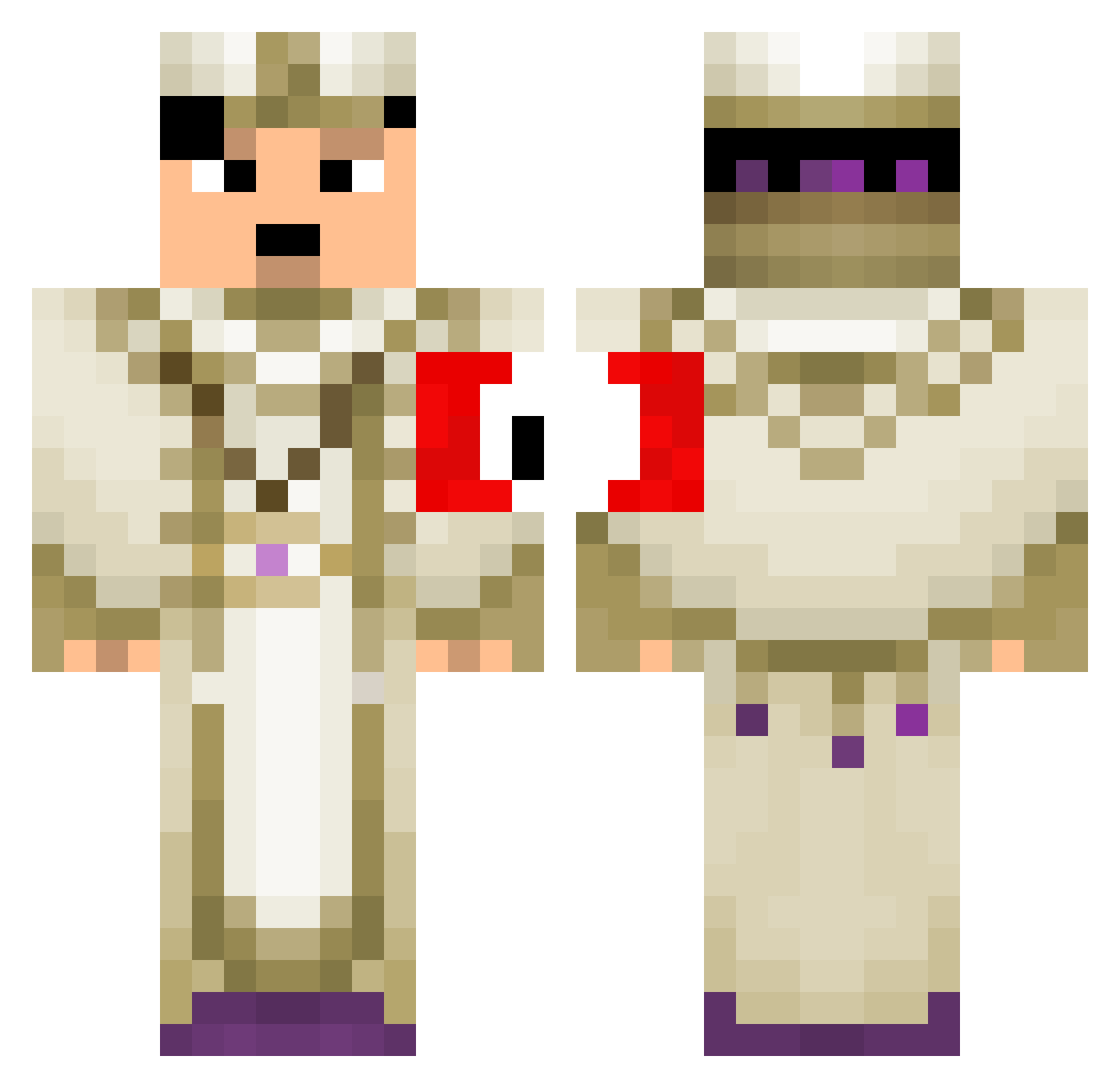 Waffleperson Minecraft skin, front and back view