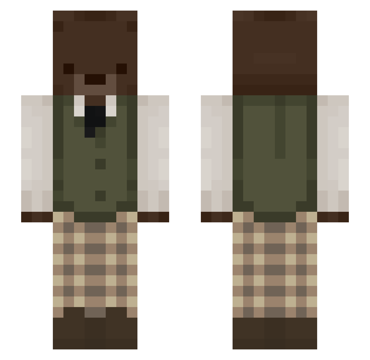 underaverage Minecraft skin, front and back view