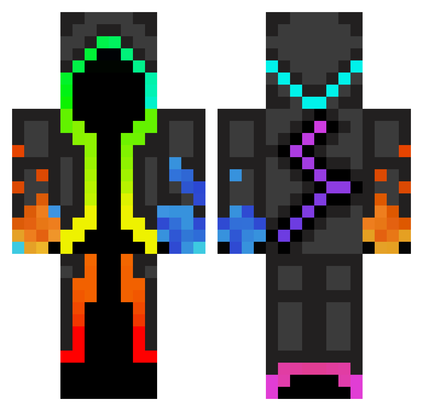 Subcritical Minecraft skin, front and back view