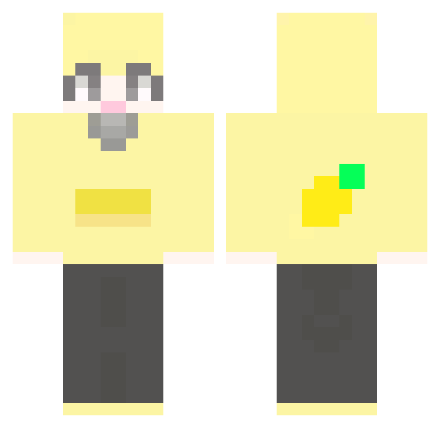 nicknameleft Minecraft skin, front and back view