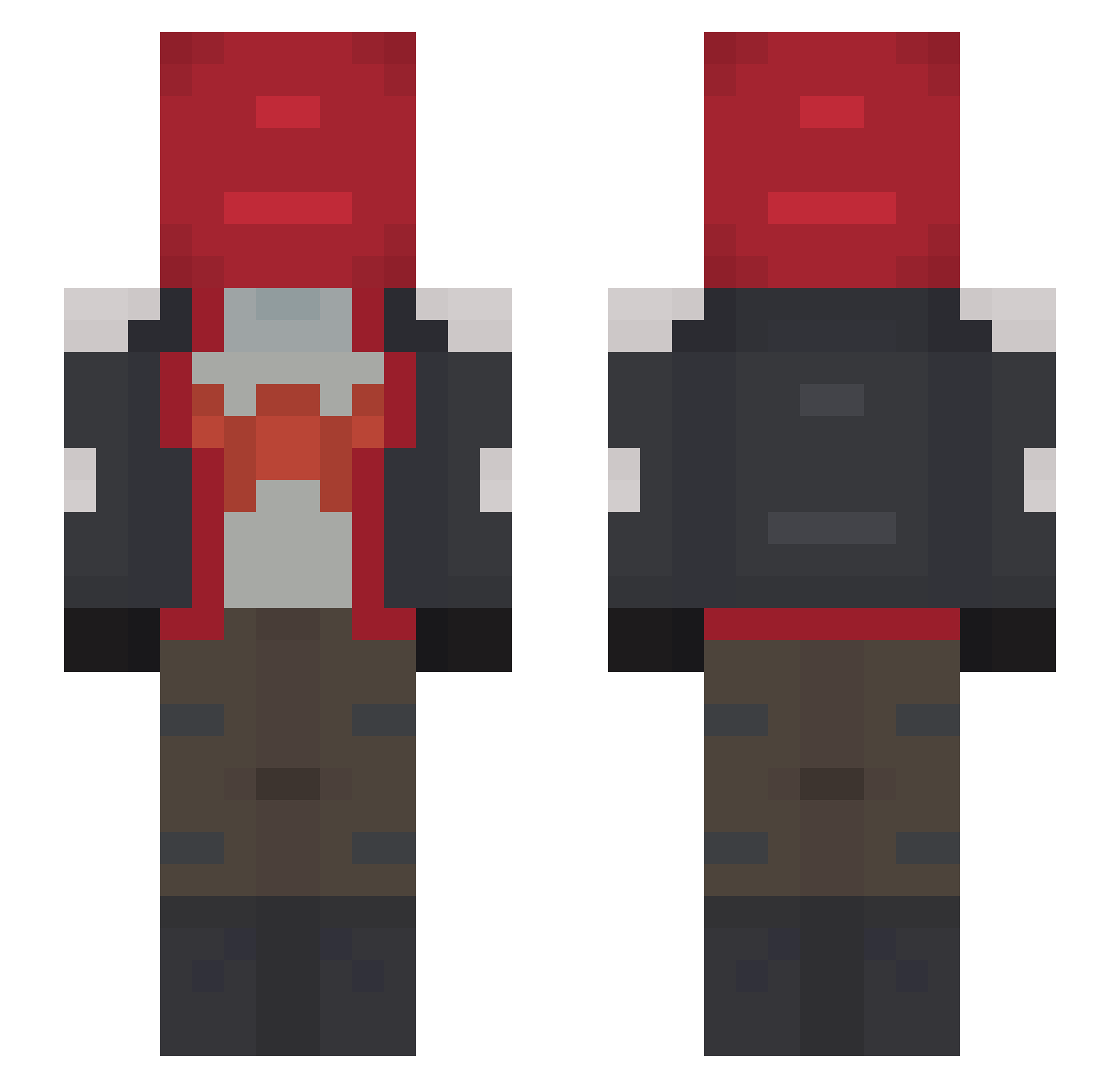 DroidBuster Minecraft skin, front and back view