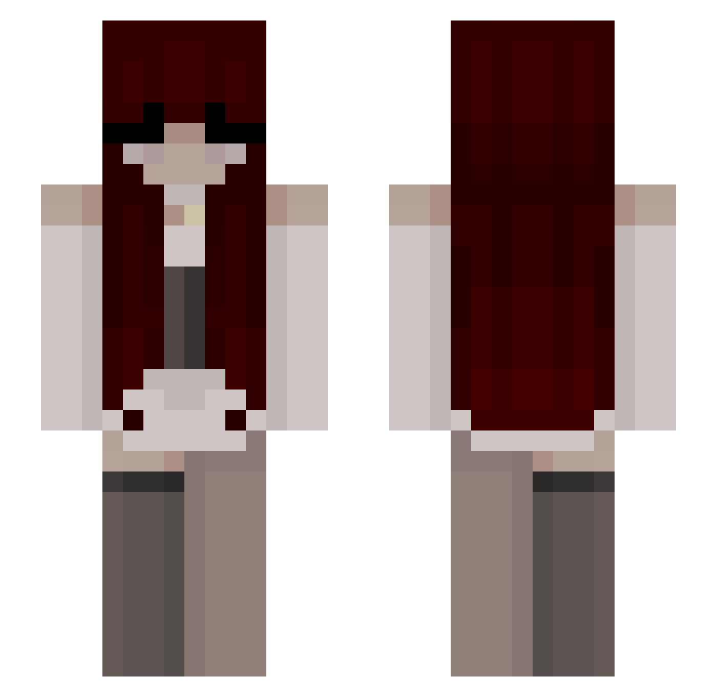 Reinfernus Minecraft skin, front and back view