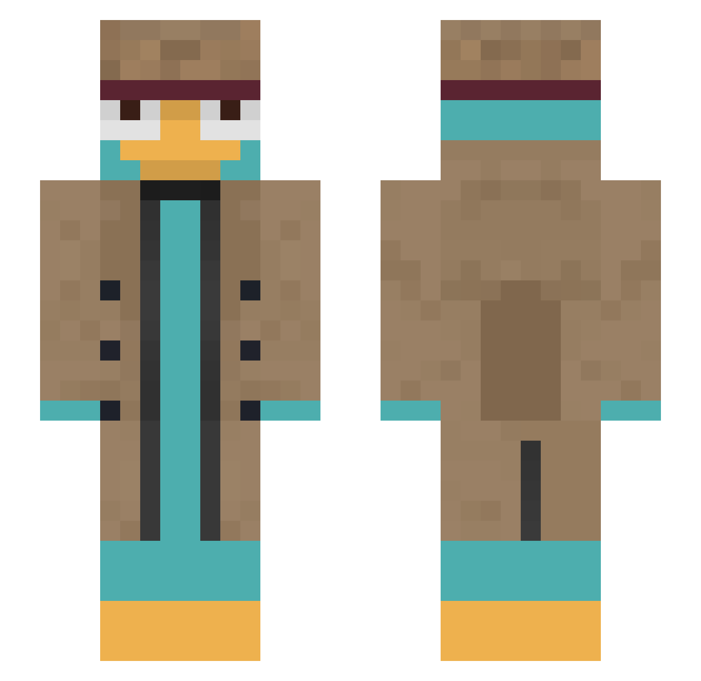 SheldonCooperPhD Minecraft skin, front and back view
