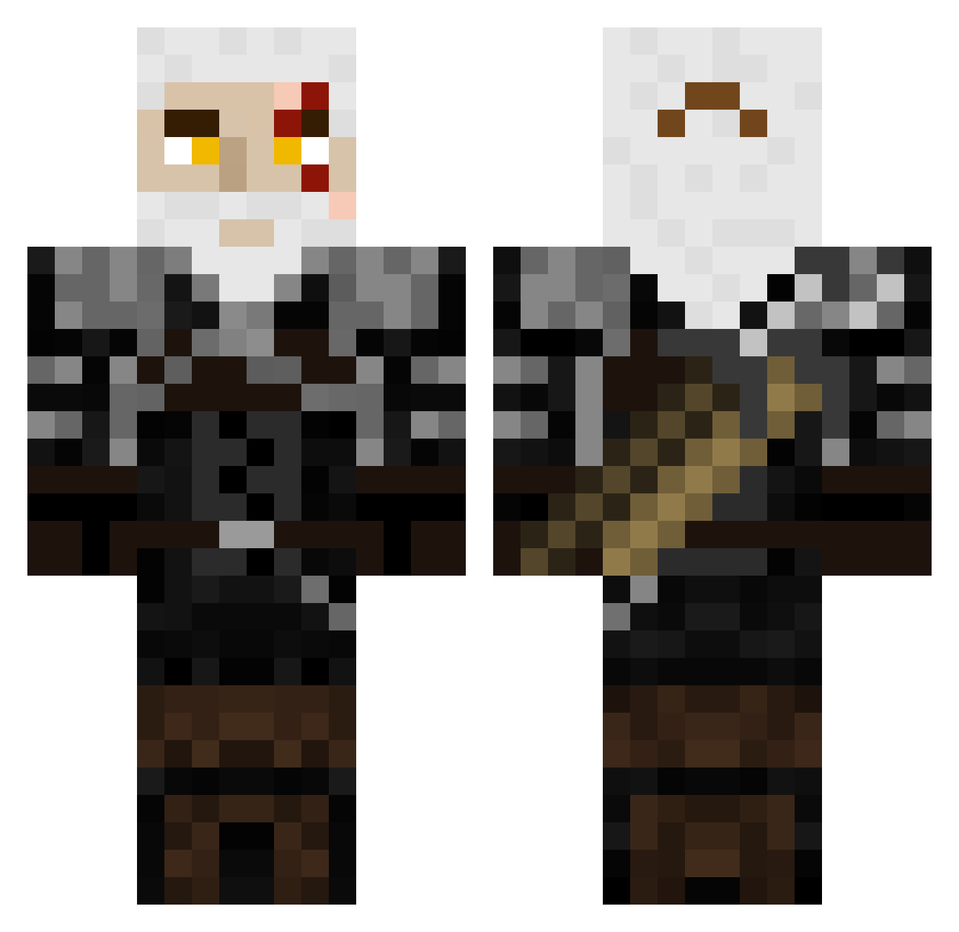 Tigerwolfman Minecraft skin, front and back view