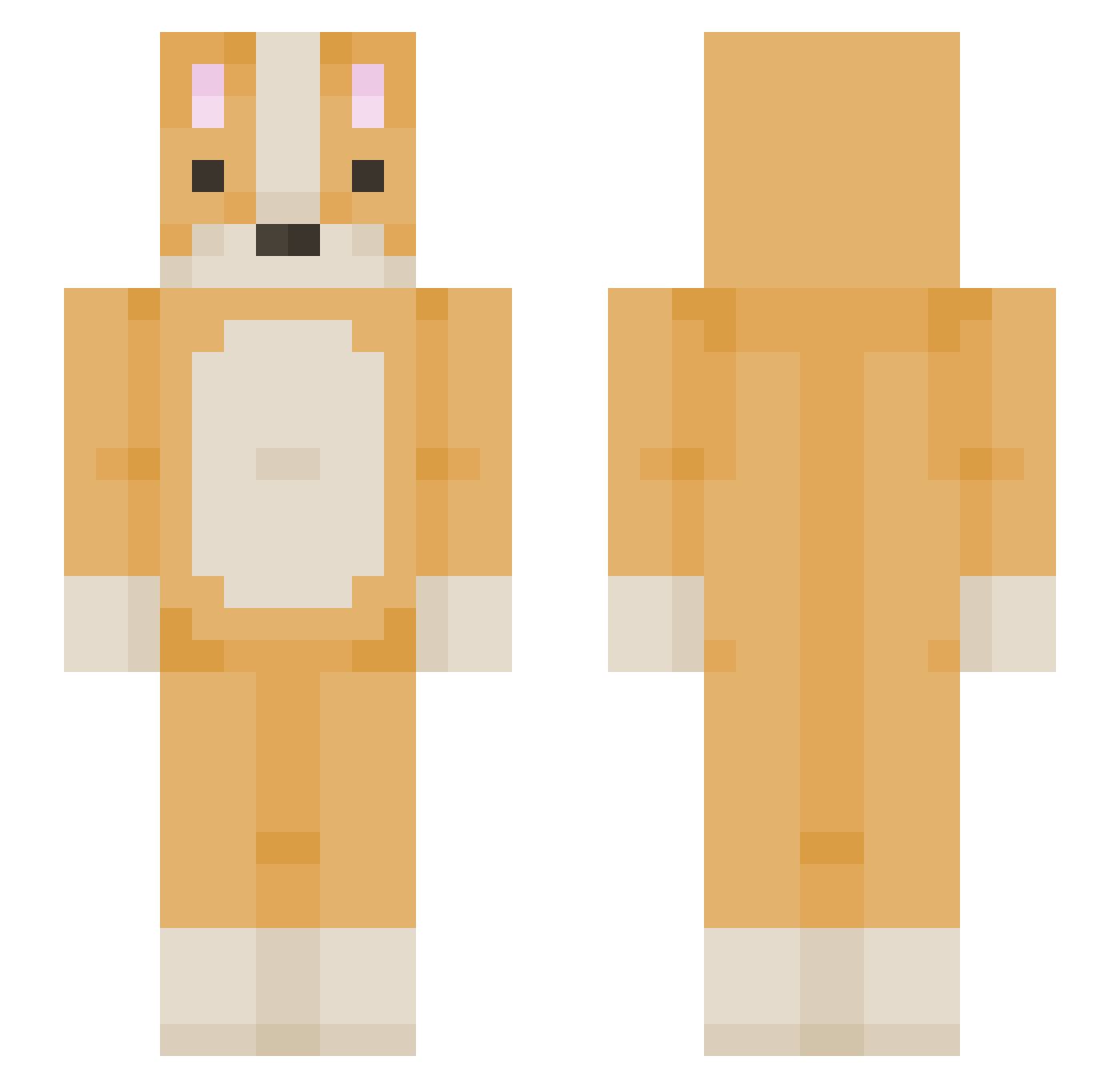 Flora233 Minecraft skin, front and back view