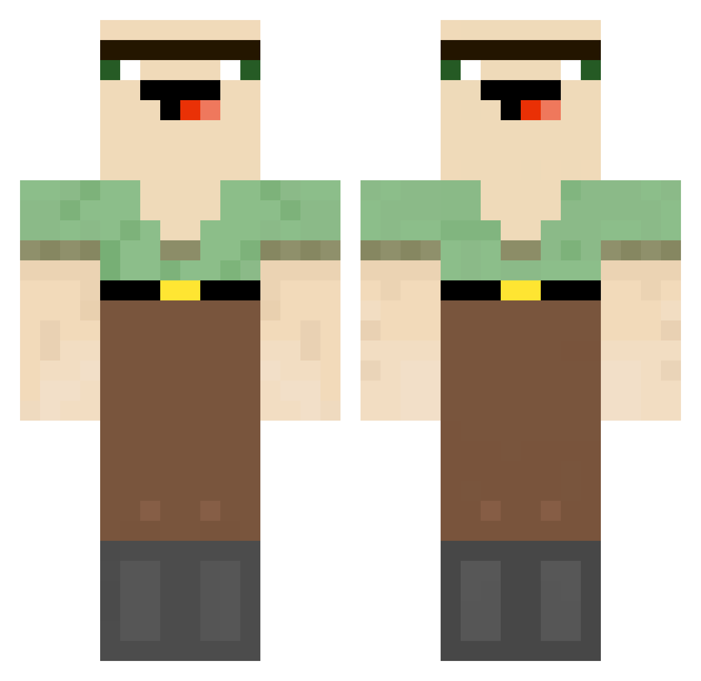 SaggyNanArms Minecraft skin, front and back view