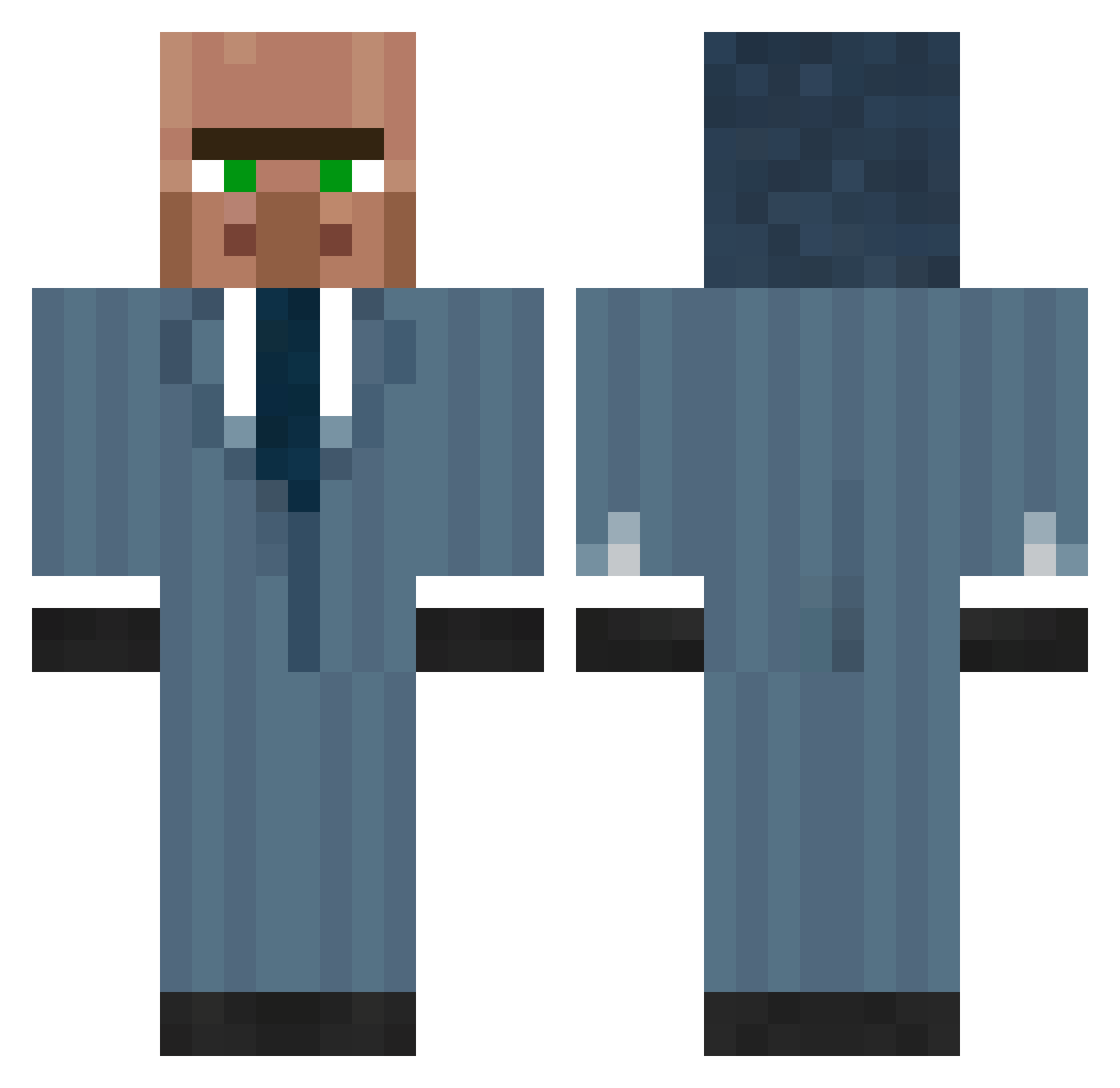 Strowley Minecraft skin, front and back view