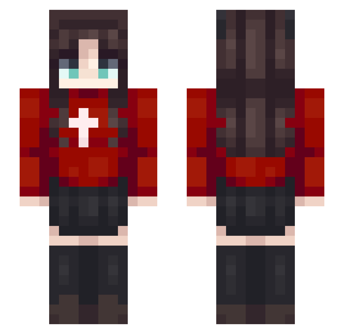 Lucky_BlueBerry Minecraft skin, front and back view