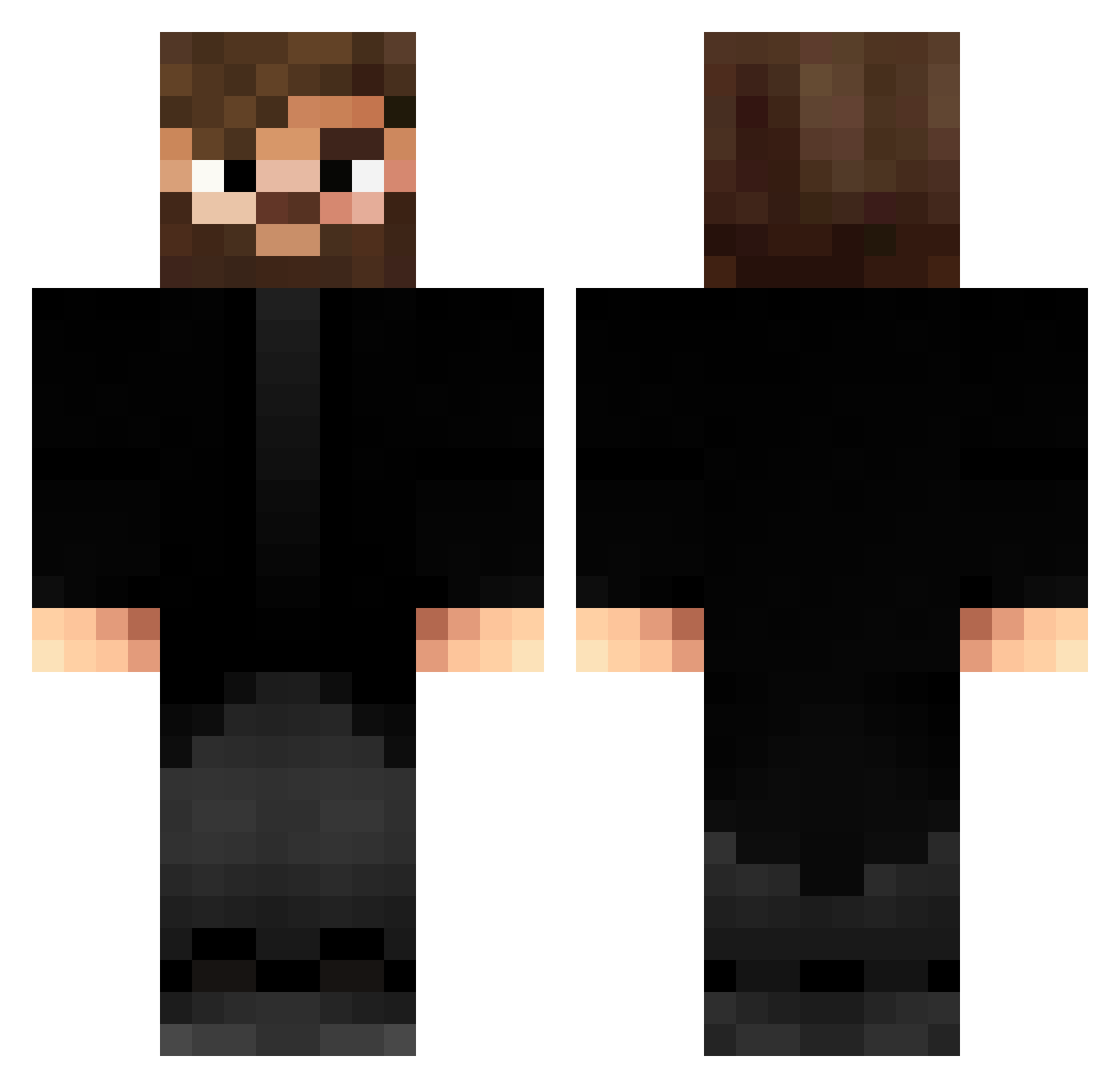 PoeSoulz Minecraft skin, front and back view