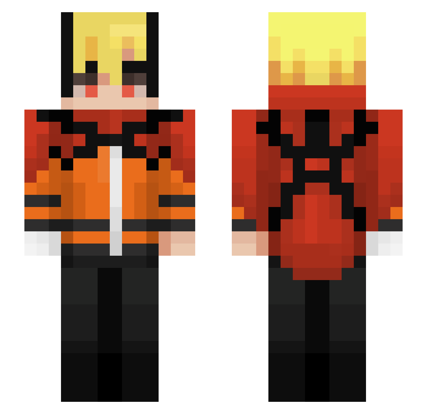 Trustles Minecraft skin, front and back view