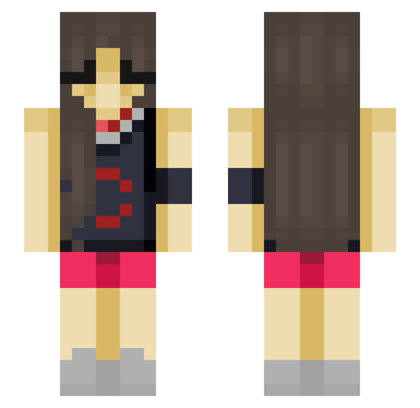 Teller Minecraft skin, front and back view