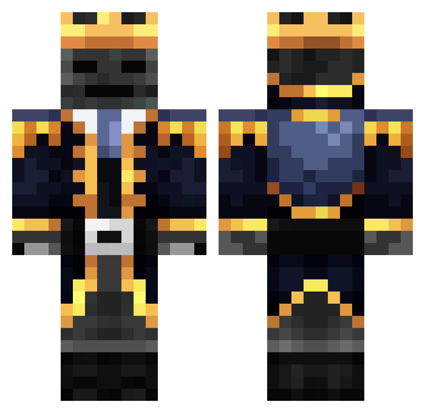 isompc Minecraft skin, front and back view