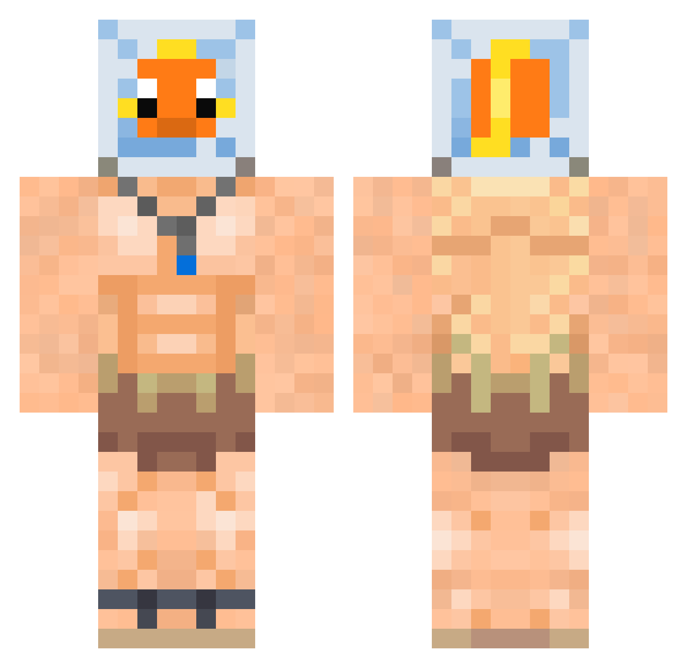 Penguin_Guts Minecraft skin, front and back view