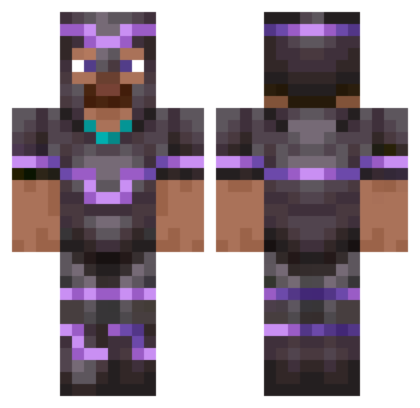 clavani Minecraft skin, front and back view