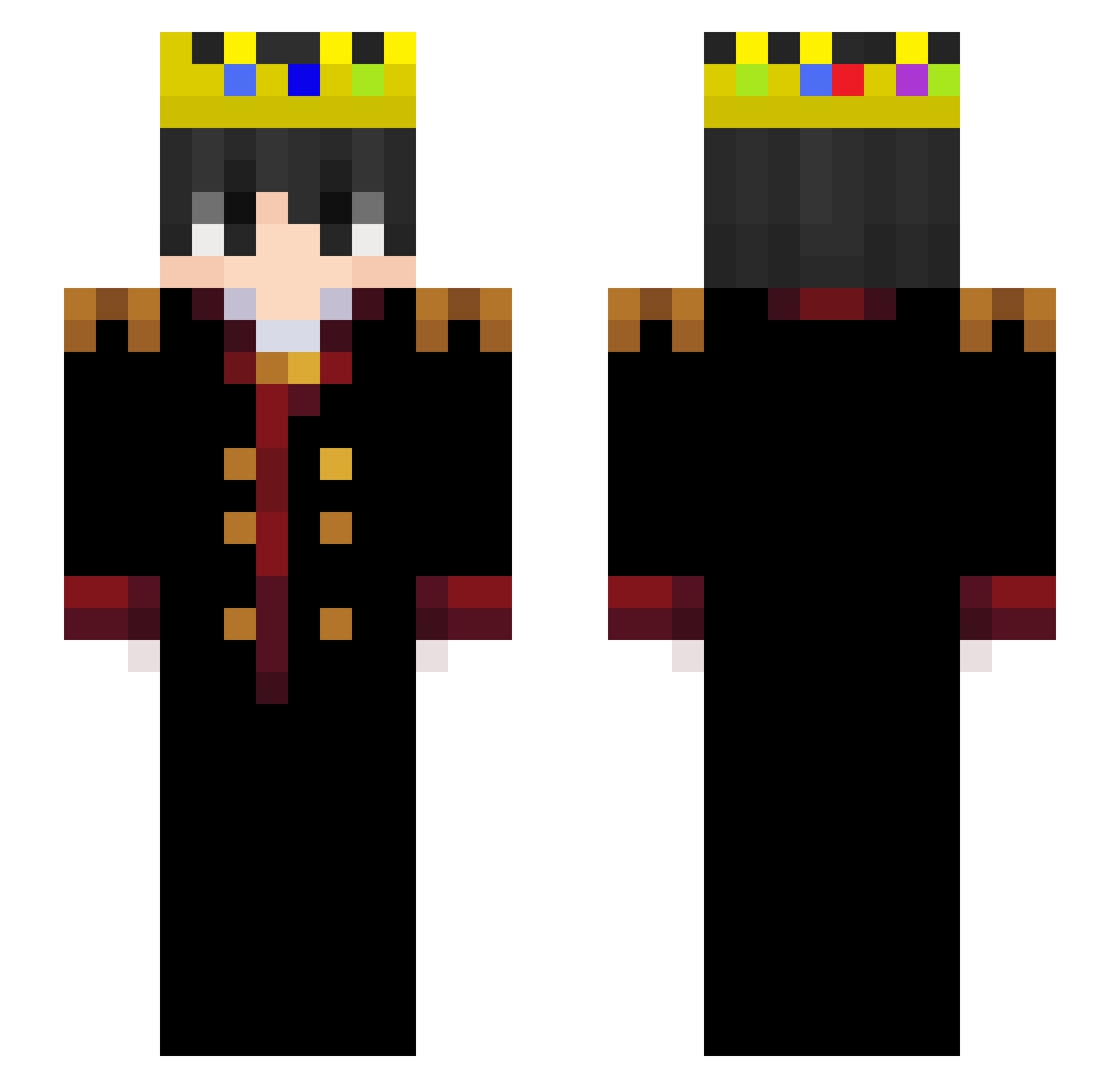 Arcmxn Minecraft skin, front and back view