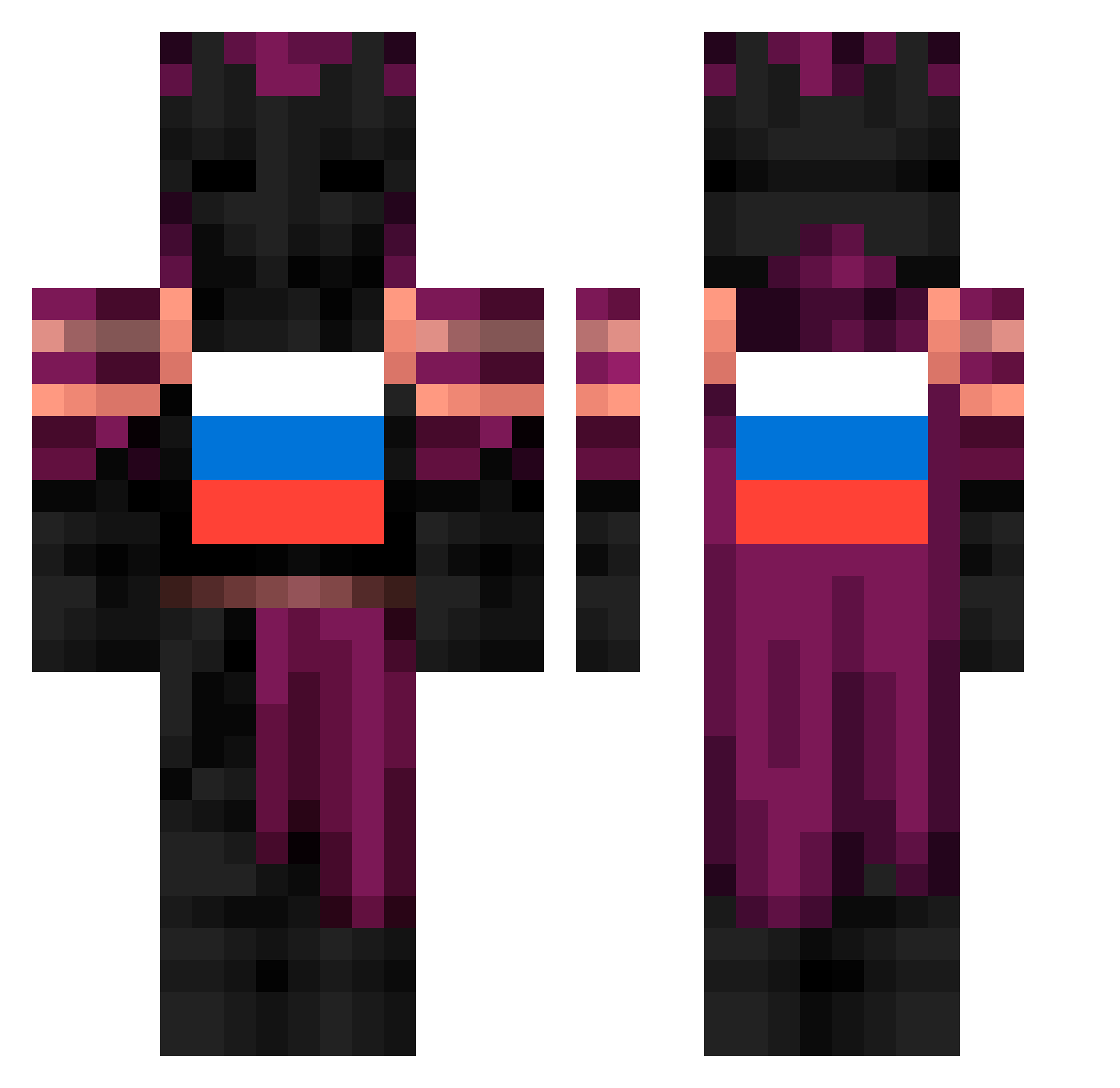 Zahar20045 Minecraft skin, front and back view