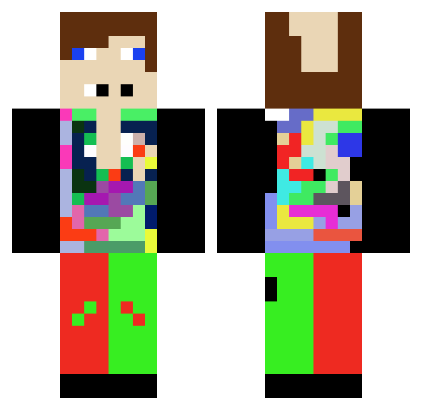 Unsatisfied Minecraft skin, front and back view