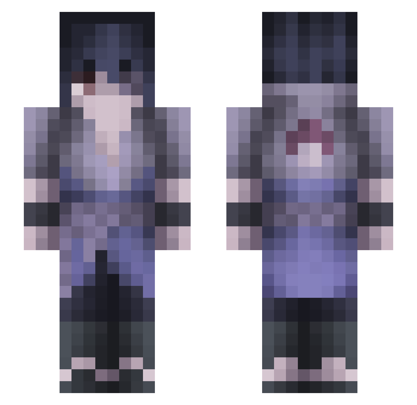 vyiq Minecraft skin, front and back view