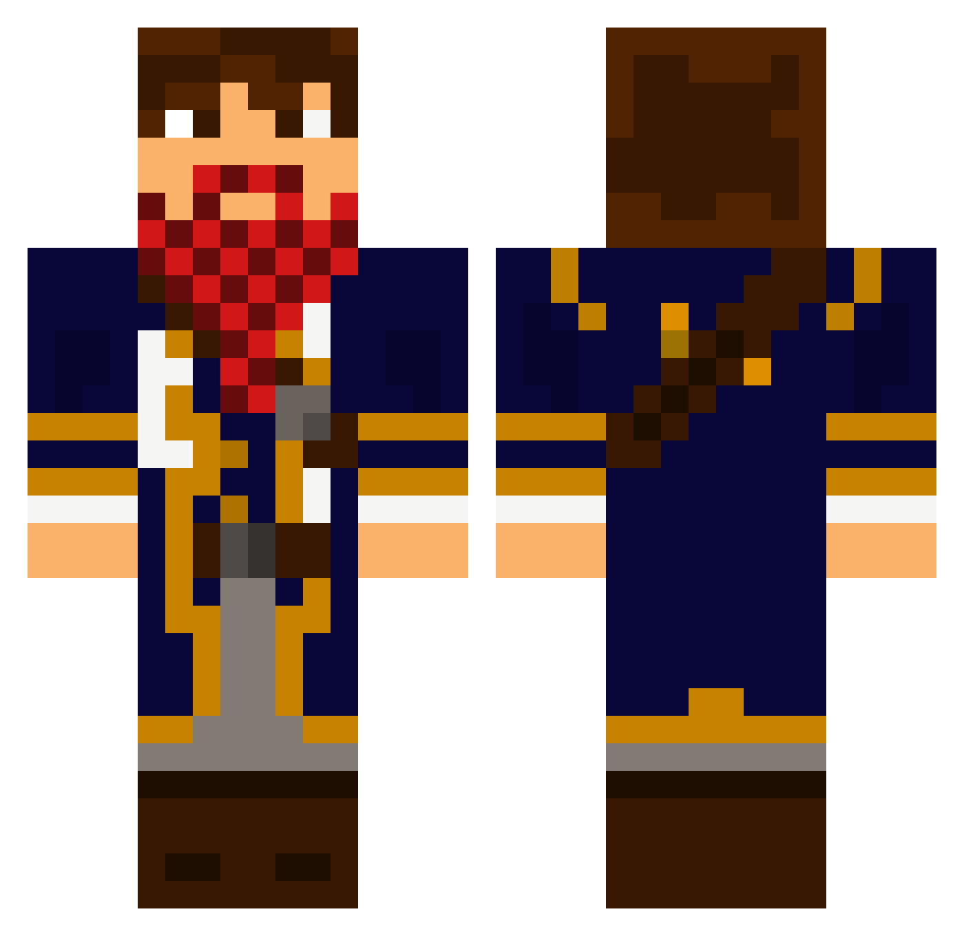 Capt_Plaidbeard Minecraft skin, front and back view