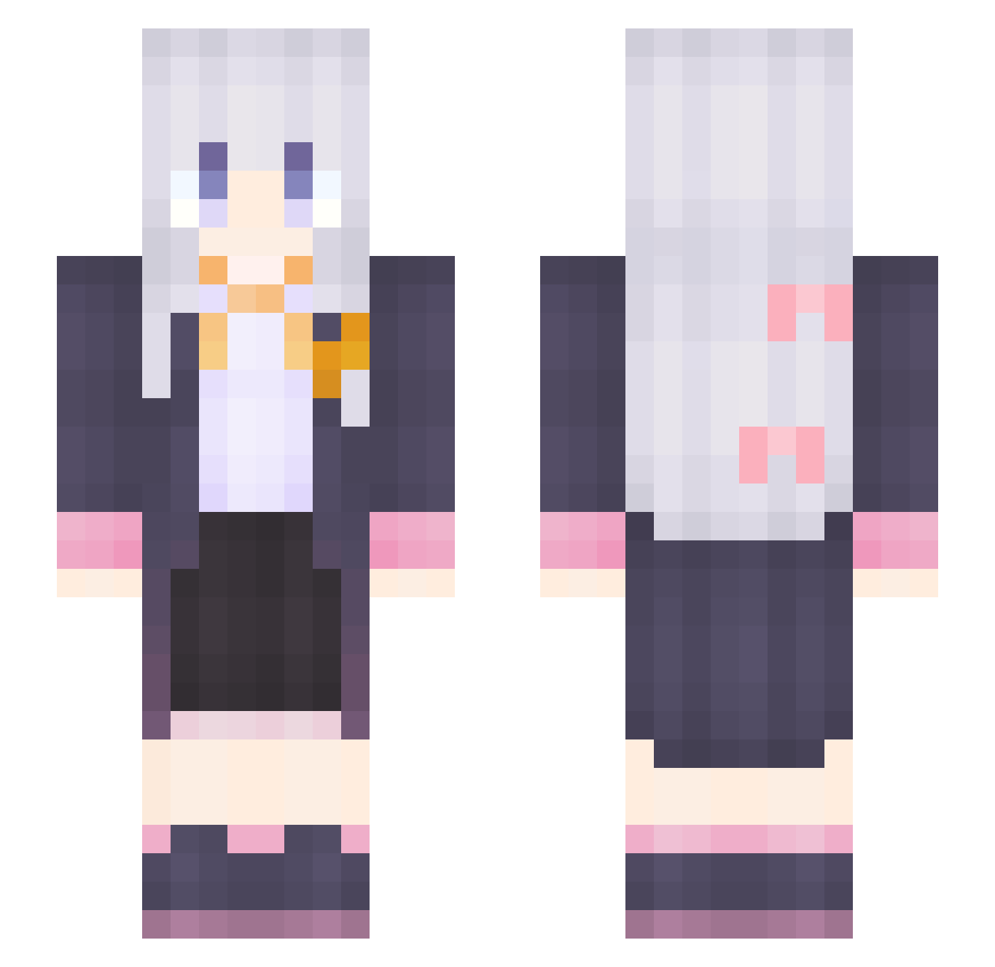 puladia Minecraft skin, front and back view