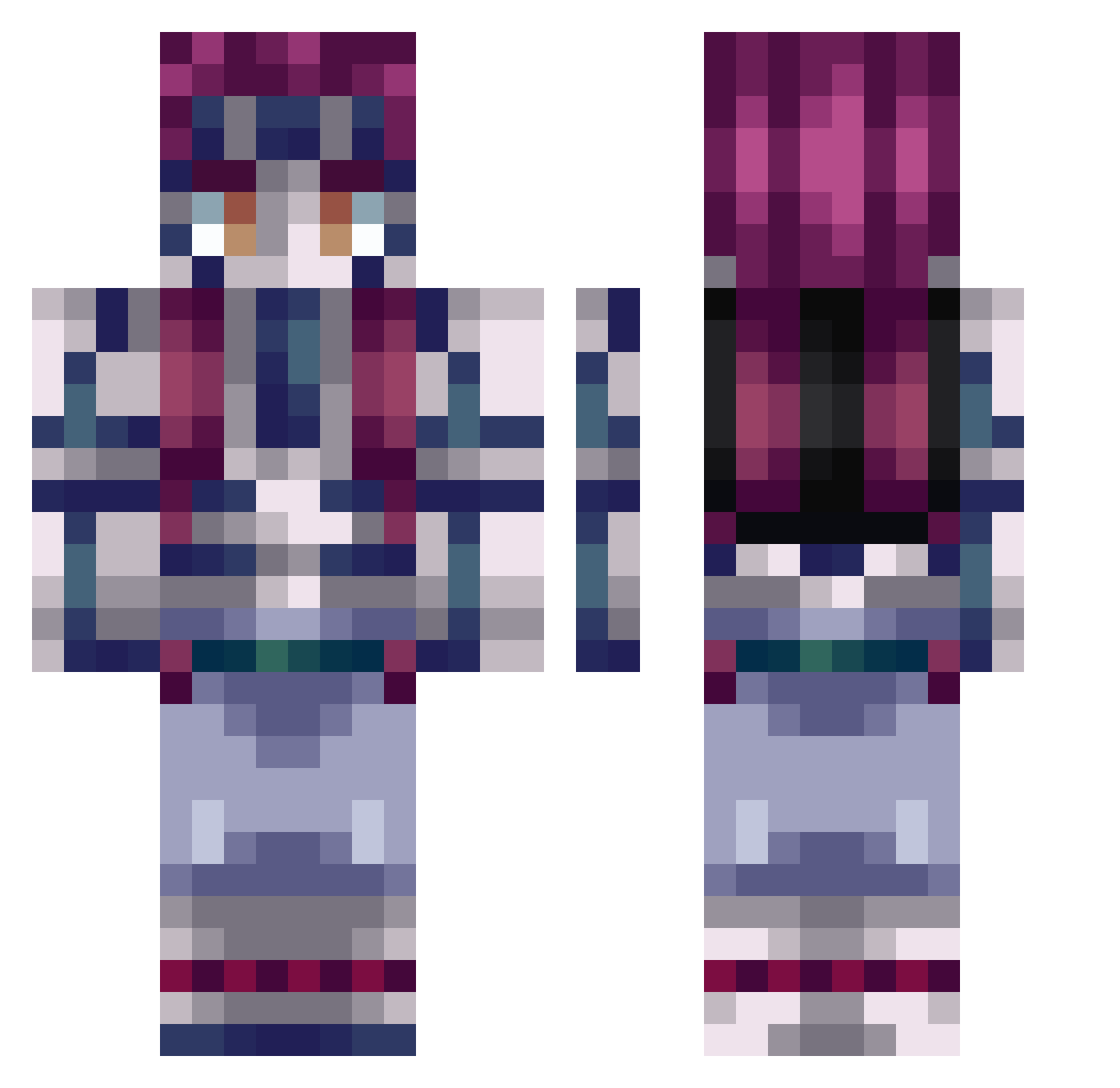 r1w0tjd Minecraft skin, front and back view