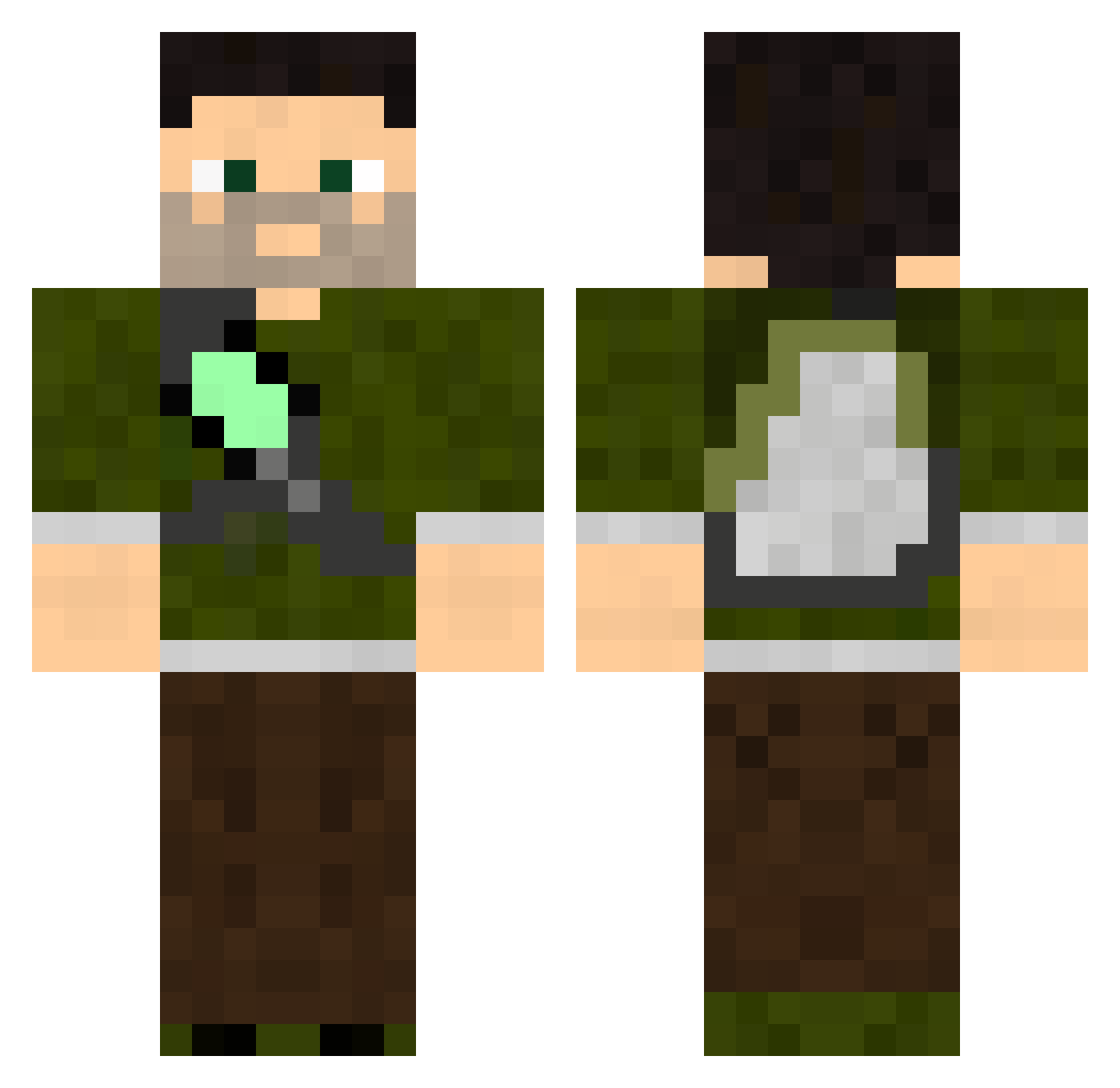 Turbo Minecraft skin, front and back view