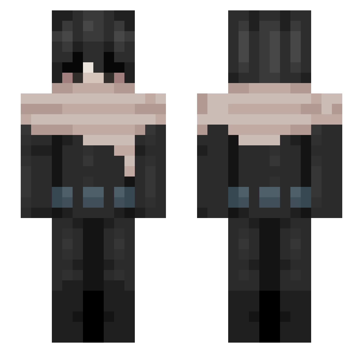 iQuirk Minecraft skin, front and back view