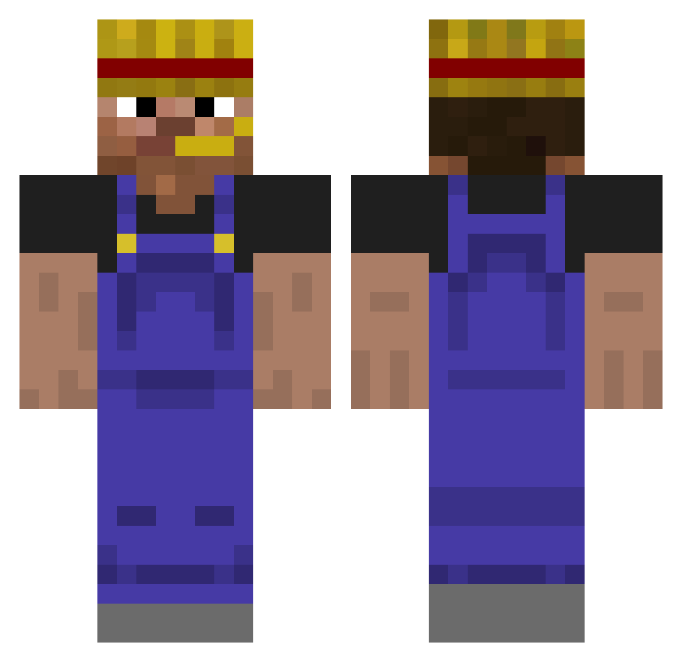xnzi Minecraft skin, front and back view